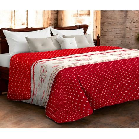 Couvre-lit matelassé rouge « Champoluc » - Microfibre Manopesca, rembourrage hypoallergénique, Fabriqué en Italie Cm. 260x260