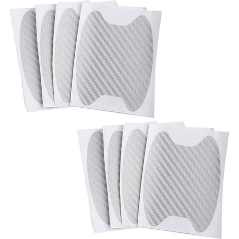 Lot de 8 films de protection de peinture universels pour poignée de portière de voiture en fibre de carbone Argenté 6,8 x 8,5 cm (1/5)