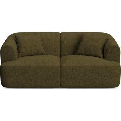 Canapé modulable 2 places en tissu structurel vert (1/5)