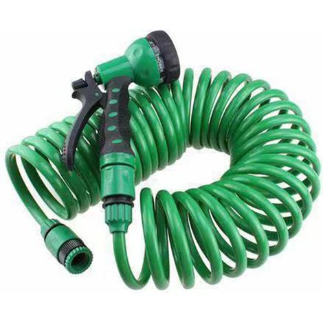 Spiral-Gartenschlauch, Spiral-Gartenschlauch, flexibler Wasserschlauch  Spiralschlauch für Boote, flexibler Garten-Spiralschlauch, Wohnmobil-Waschwasserschlauch mit Düse, 7,5 m