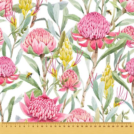 Tissu d'extérieur décoratif Oxford - motif pivoines roses I DR054 (1/5)