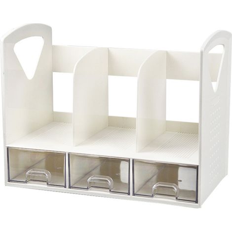 Organiseur de Bureau ABS avec Tiroir, Rangement Vertical pour Livres et Documents, Design Moderne et Compact, Idéal pour Maison ou Bureau (1/5)