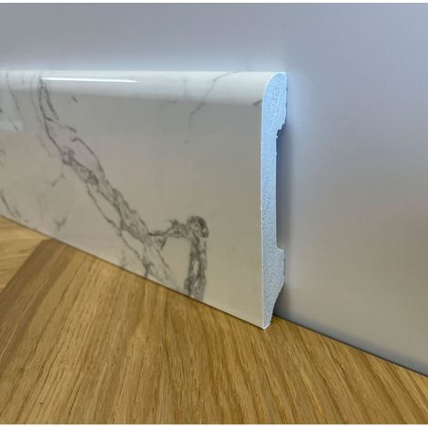 Battiscopa BC Lucido MARMO CARRARA 85x14mm in POLIMERI - Polistrutturato (prezzo al metro)