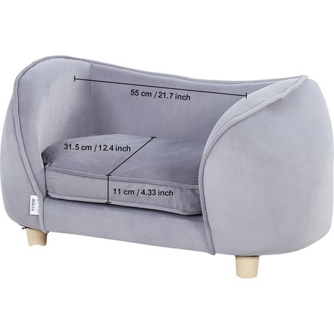 Divano per animali domestici, comodo letto in velluto, struttura resistente, grigio 27x15x15 pollici (1/2)