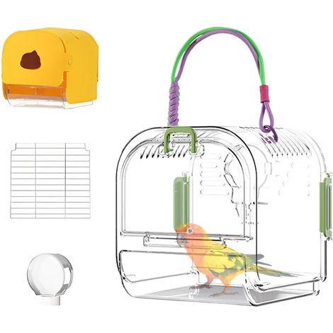 Cage de transport pour perruches avec plateau amovible, robuste, légère, facile à nettoyer et fermeture sécurisée pour aras et moineaux. (1/5)