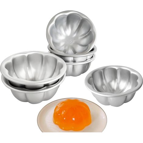 Lot de 6 Moules à tartelettes Alliage d'aluminium Demi-boule Citrouille 8,4x4,3cm Cuisson Dessert