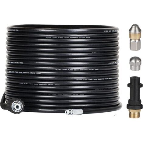 BARKBUSTERS Kit de débouchage de tuyau de 15 m pour nettoyeurs haute pression Kärcher avec buse et buse pivotante, kit de furet professionnel 180 bars avec adaptateur pour accessoires Karcher K2/K3/K4 (1/4)