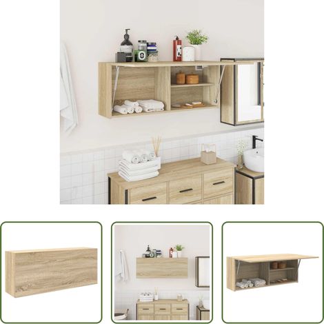 vidaXL Sonoma-Eiche - Bad-Wandschrank Sonoma-Eiche 100x25x40 cm Holzwerkstoff (1/5)