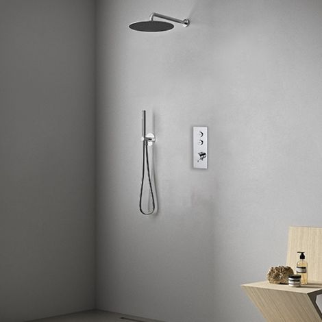 Cristina Ondyna – Pack douche Thermo Twist encastré 2 sorties – Pommeau 25cm – Applique laiton – Flexible 150cm – XTV7220 (1/5)