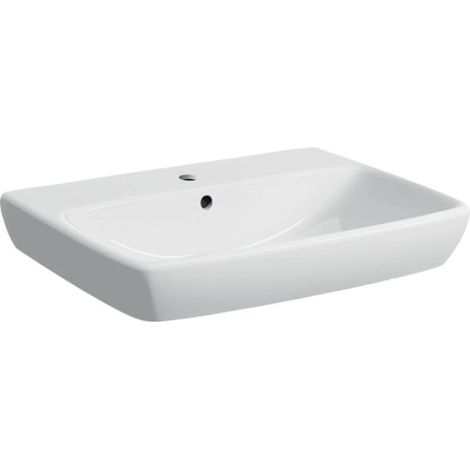 Waschbecken 65 cm weiß glänzend - Geberit  Selnova Square - Mit Halbsockel für Waschtisch
