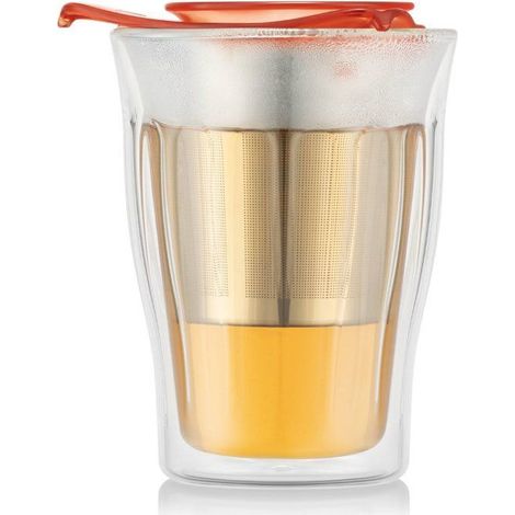 Tazza da tè a doppia parete BODUM YO-YO SET 0,35 L vetro acciaio inox con infusore individuale (1/3)