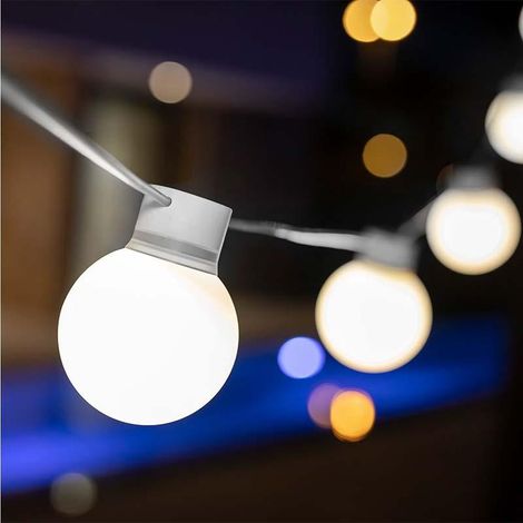 LED Lichterkette Solar IP44 3000 K warmweiß 5m lang + 3m Kabel Außenlichterkette außen Terrasse Garten (1/2)