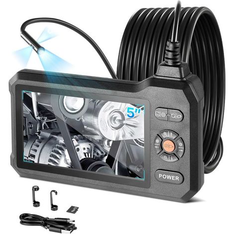 Pour Tuyauterie et Automobile Endoscope Triple Caméra Écran IPS 5 Pouces Inspection Câble Rigide 5m Étanche IP67 10 LED (1/5)