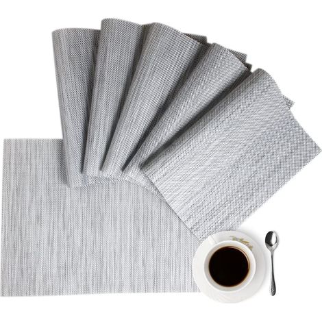 Tischsets, Platzsets für Esstisch, Grau, 6er-Set, moderne Tischsets für draußen, waschbar, leicht zu reinigen, für Küchentisch, Innenbereich, Thanksgiving, Weihnachten, Neujahrsdekorationen