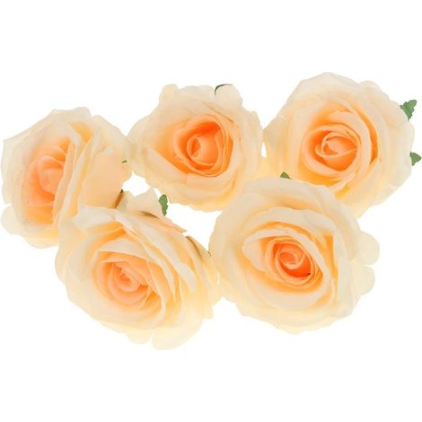 Fiori artificiali a forma di rosa per composizioni decorative, 5 pezzi - Pesca (1/3)