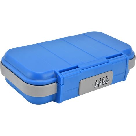 Coffre-fort de plage antidévol portable étanche et étanche à la poussière, boîte de rangement extensible pour téléphone, avec cadenas, bleu (1/5)