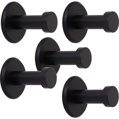 SOTECH Garderobenhaken TALEA (Ø 10 / 15 mm) Edelstahl massiv inkl. Befestigungsmaterial, schwarz eloxiert (Länge 30 mm, Gesamtlänge 33 mm), 5 x Wandhaken