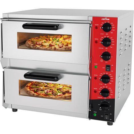 Four à pizza électrique avec surface de cuisson 400x400 mm en pierre d’argile réfractaire pour pizza et pain, température supérieure et inférieure indépendante jusqu’à 350°C (1/5)