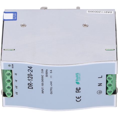 Alimentation LED régulée réglable DR-120-24, série DIN, tension stabilisée 24V, bloc d'alimentation industriel à intensité ajustable pour équipements 120W. (1/5)