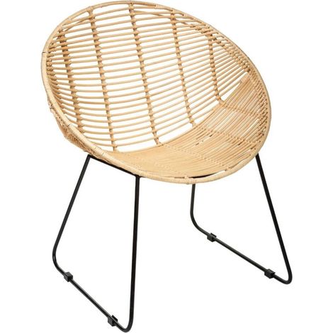 Fauteuil en Rotin et Métal H 80 cm - Atmosphera (1/3)