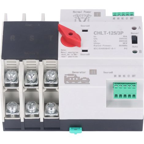 3P Dual Power Automatischer Umschalter, unterbrechungsfreier, flammhemmender elektrischer Wahlschalter, Wechselstrom auf Wechselstrom 230 V, 80 A (1/5)