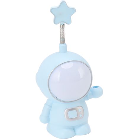 Veilleuse astronaute LED 3W 5V, rechargeable par USB, taille-crayon intégré, décoration intérieure bleue
