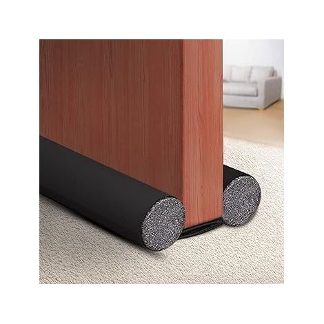 Door Draft Excluder Fond Joint De Porte Butée de Tirage avec Double Joint Calfeutrer Bas de Porte Universel Bande D'étanchéité de Porte pour Vent/Anti-Insectes/Insonorisant Noir (1/4)