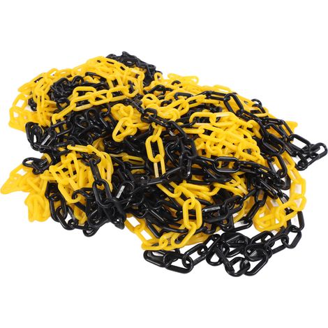 Chaîne de sécurité ABS 6mm x 25m Noir/Jaune Haute Visibilité pour Clôture Temporaire Chantier Parking Jardin (1/5)