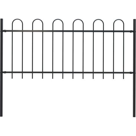 vidaXL Recinzione da Giardino con Parte Superiore ad Anello in Acciaio 181x100 cm Nero (1/5)
