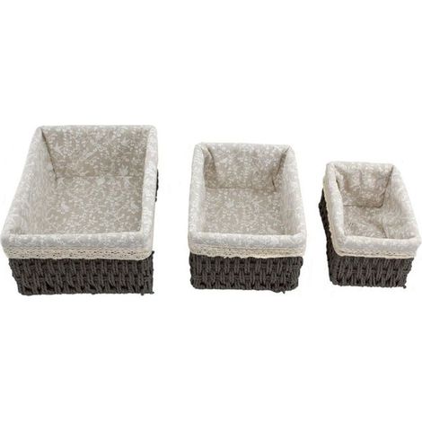 Définir Les Objets Organisateur 3pcs Organisateur Traité Tressé Tissé Avec Doublure De Tissu 79157 (1/2)