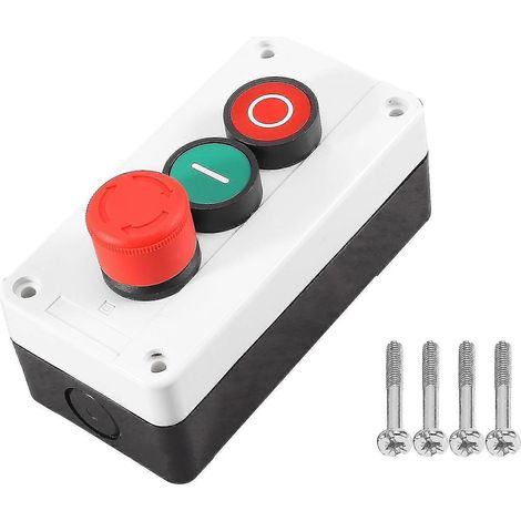 Interrupteur à bouton-poussoir momentané rouge/vert Nc, station d'arrêt d'urgence 600 V 10 A (1/5)