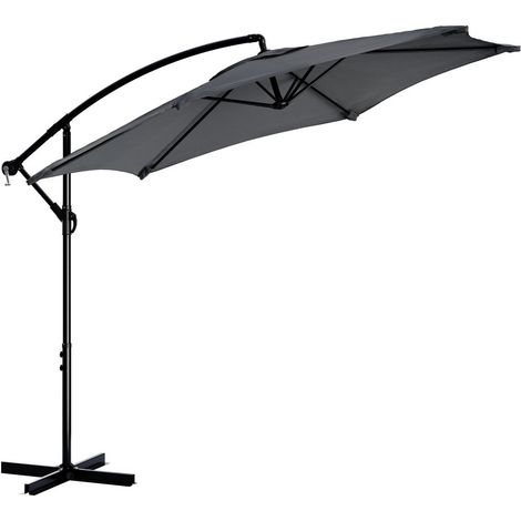 Tristar PA‑7905 – parasol déporté – 300 cm rond – anthracite – pied en croix housse (1/5)