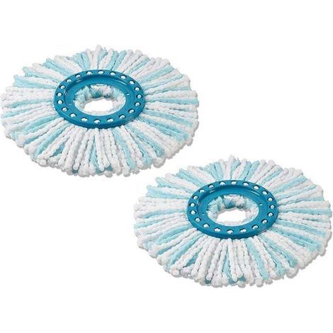 pour Leifheit lot de 2 têtes de rechange Clean Twist Disc Mop micro duo, tous types de sols, absorption complète de la saleté grâce au système à 2 fibres, microfibre absorbante, franges de remplacemen (1/4)