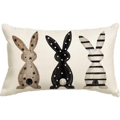 Housse de coussin lapin de Pâques, 30 x 50 cm, für Canapés. (1/4)