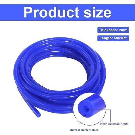 Tuyau En Silicone Durite De Depression, Tuyau à Vide En Silicone 5 m DiamèTre IntéRieur 4 mm pour Moteur Refroidisseur de Véhicule Bleu