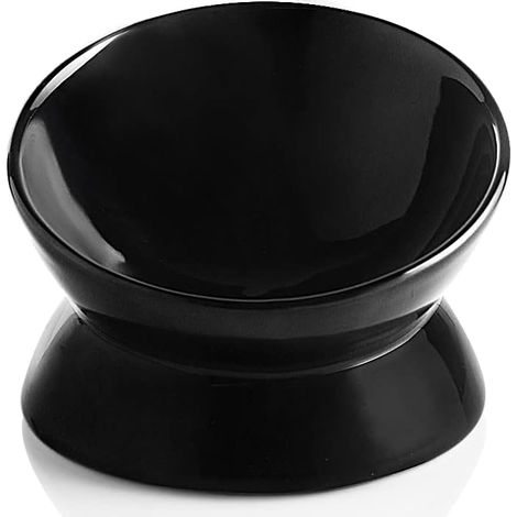 Gamelles surélevées en céramique pour chat, bol incliné anti-régurgitation, gamelle porcelaine sur pieds pour eau ou nourriture, protège la colonne vertébrale du félin, sans stress, anti-reflux (Noir (1/5)