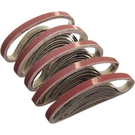 Lot de 15 Bandes abrasives 100 x 610 mm, 80/120/150/240/400 Grains Assortis en oxyde d'aluminium pour meulage, Polissage, démoulage (1/5)