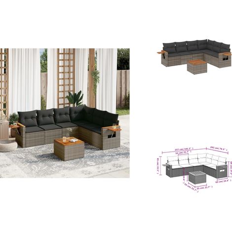 Salon de jardin avec coussins 7 pcs gris résine tressée - Salon De Jardin - Canapé Extérieur - Mobilier De Jardin - Set Salon De Jardin - Résine Tressée (1/3)