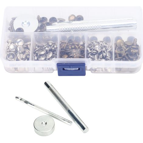 120 pièces Rivets à Double Capsule en Cuir, Accessoires de Rivetage pour Projets DIY, 6MM et 8MM