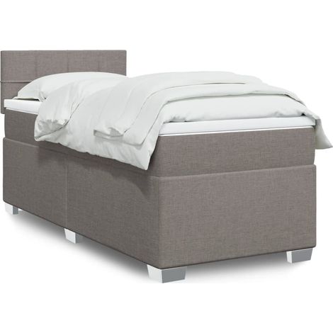 Boxspringbett mit Matratze Taupe 100x200 cm Stoff