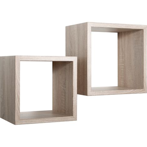 Rechteckiger 2er set wandregal mod. Q-bis Maxi farbe Eiche natur gebürstet (1/4)