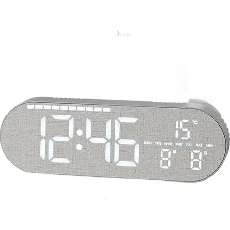 Horloge murale numérique à LED - Luminosité réglable - Alarme - Style nordique - Multifonction - Affichage de la date et de la température - Pour la maison et le bureau - Jaune gris - 25 x (1/5)