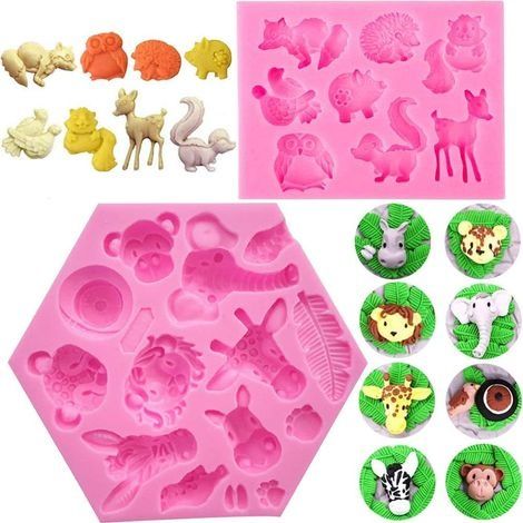 Moules en SiliCône 3D Animaux Fondant Mould pour Décorer des Gateaux Outils de Patisserie DIY Bonbons Muffin Gelée Chocolat Moules 2 pièces (1/4)