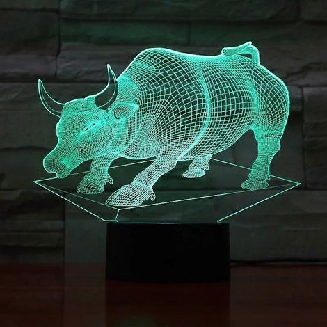 Veilleuse 3D LED multicolore tactile avec télécommande, série vache, lampe de table/bureau, veilleuse taureau, décoration intérieure, cadeau, jouet pour enfants