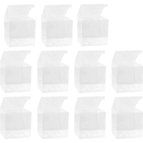 Cajas de plástico transparente, PVC resistente, uso versátil, color azul zafiro intenso, 5x5x5 cm. (1/5)