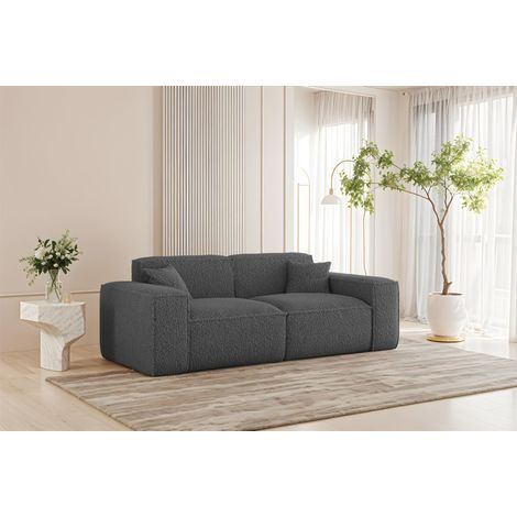 Sofa Designersofa CELES PREMIUM 2-Sitzer in Stoff Sven Dunkelgrau (1/4)