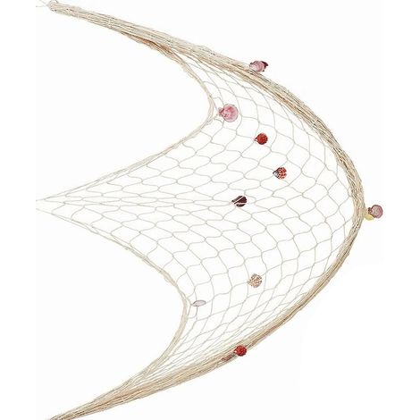 Filet de pêche décoratif nautique en coton tissé à la main, style méditerranéen, accessoire photo pour fêtes et maison.