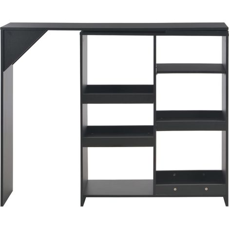 Table de bar，Table de Cuisine，Table Haute avec tablette amovible Noir 138x39x110 cm CFW885409 (1/5)