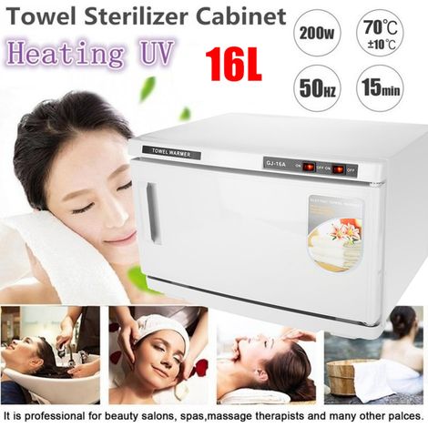 Sèche-serviettes UV 16L 2-en-1, armoire de stérilisation et désinfection avec chauffage, matériel de salle de bain, capacité 16 litres, blanc. (1/5)