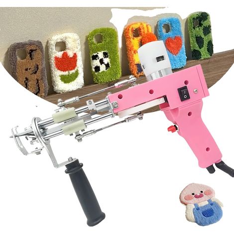 Tufting-Pistole, einfach zu bedienendes Set, geeignet für Teppichherstellung, rosa 2 in 1 (1/2)